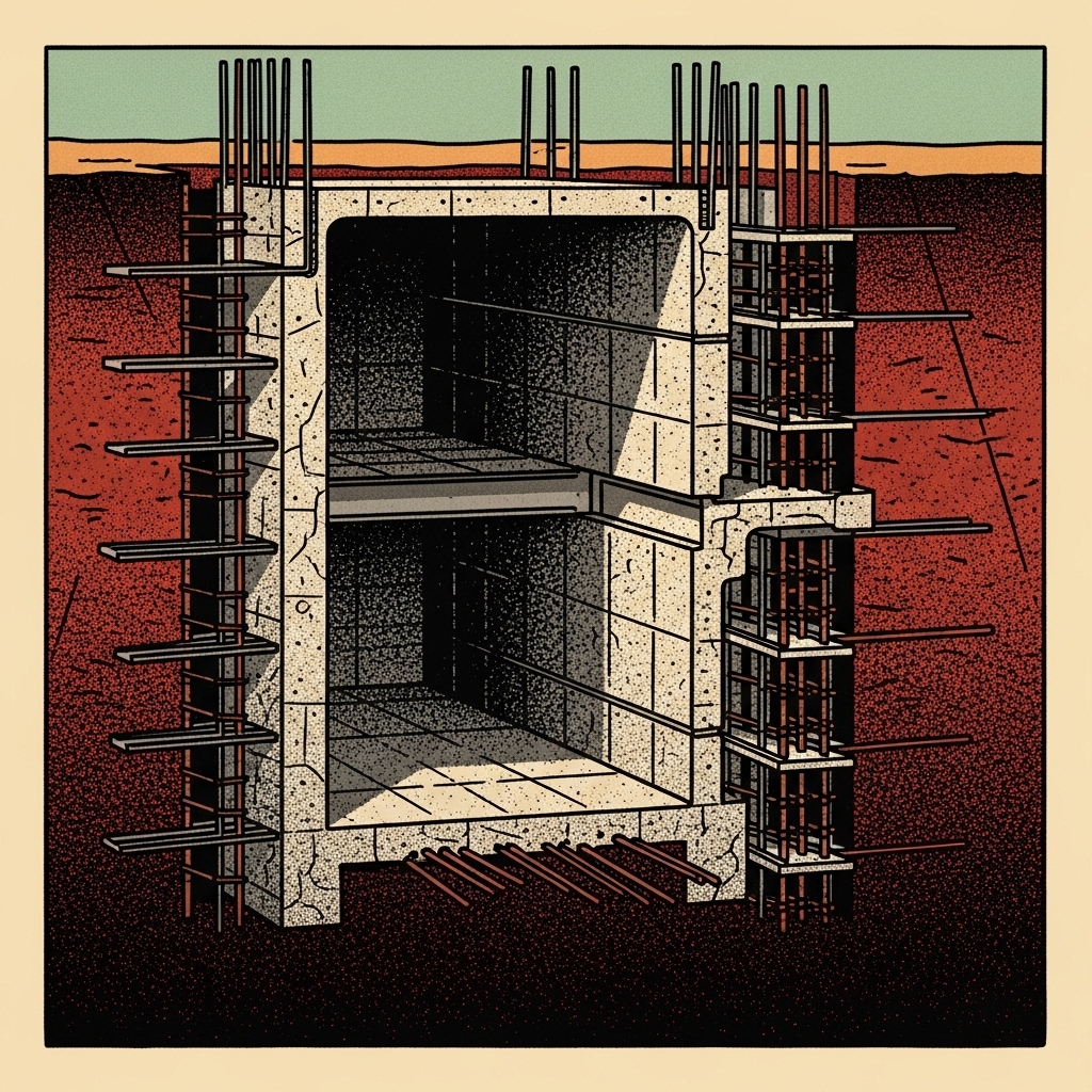 bouw en constructie van een bunker of schuilkelder